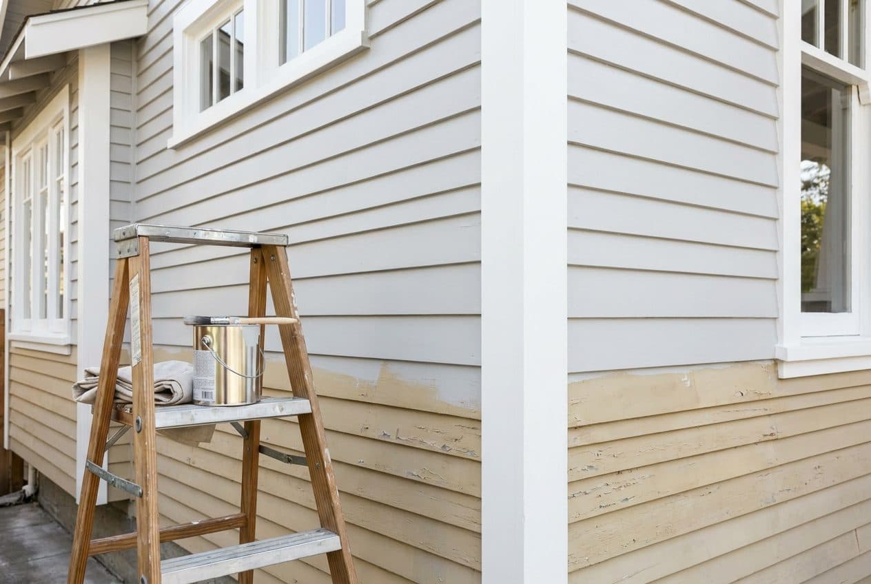Lap siding being repainted, similar to cabins and lake homes in Buffalo Springs, TX