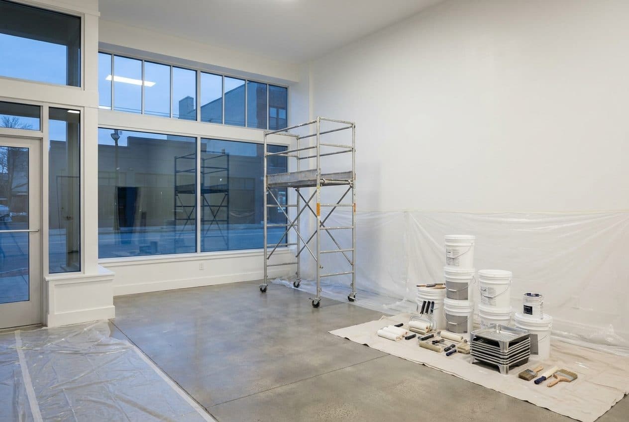 Commercial painting in Lubbock — a storefront repainted after hours