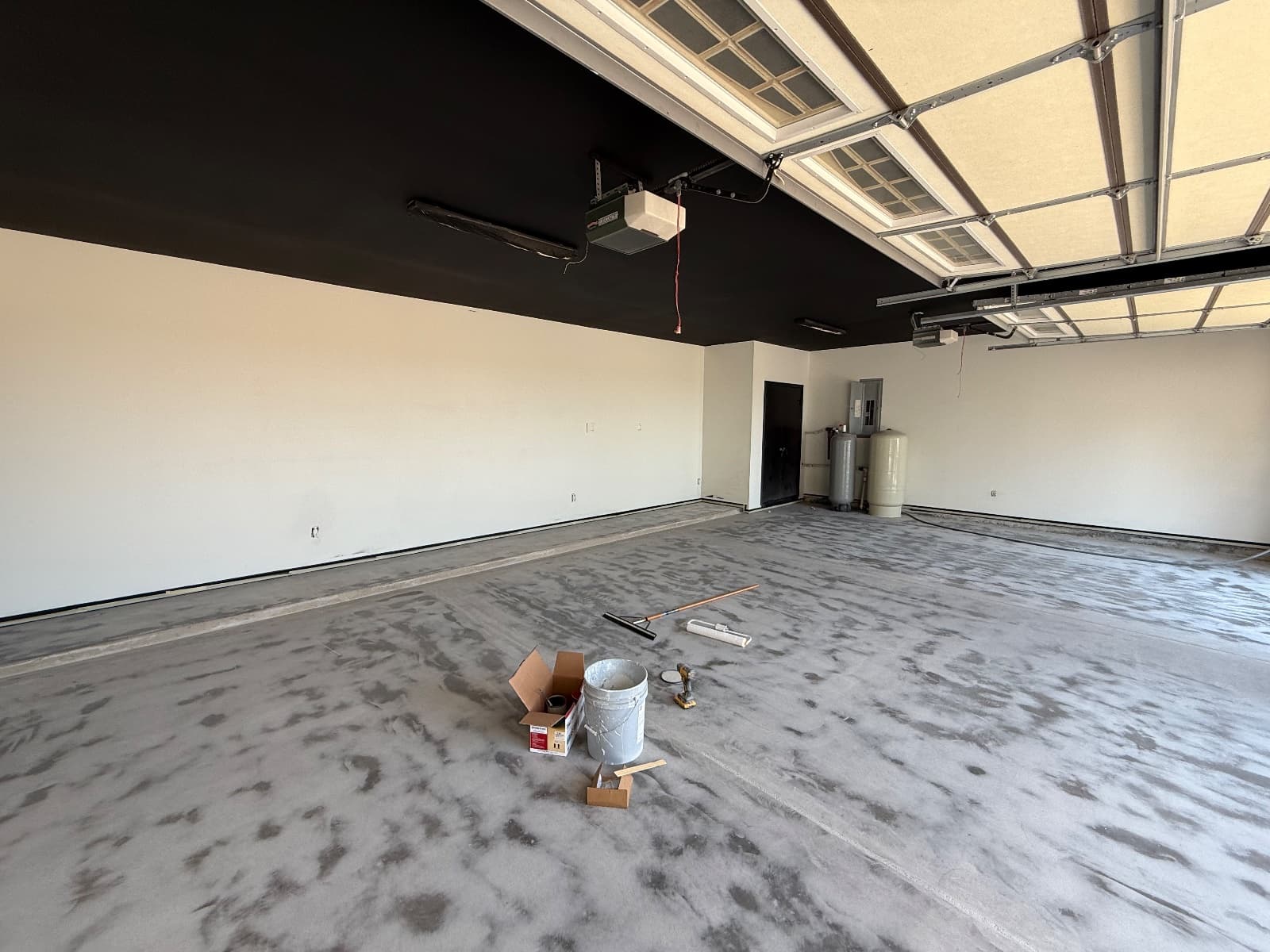 Epoxy flooring and interior painting on a garage