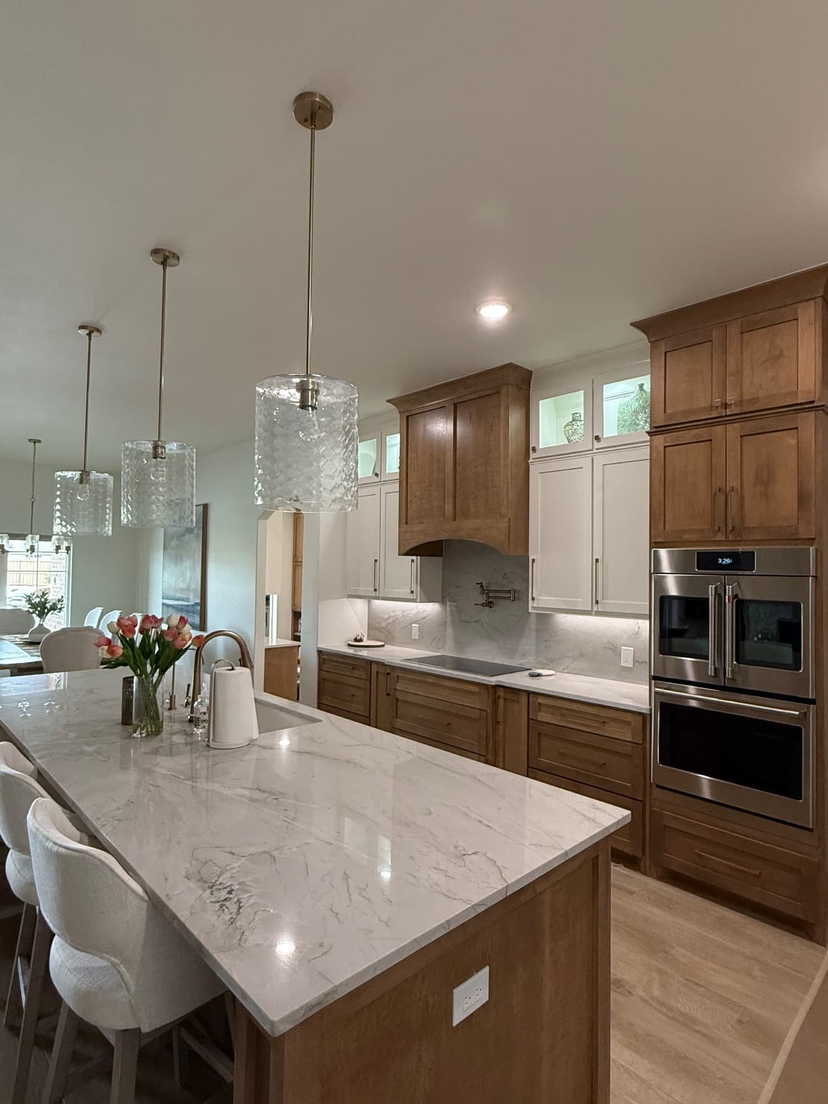 Custom Kitchen Cabinets refinishing done by luxeline painters in Lubbock,Tx